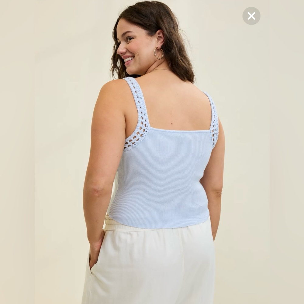 Aerie Crochet Sweater Tank Top Eyelet Blue Women’s Size Small NWT - Picture 2 of 8